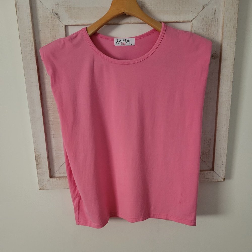 Swank a posh pink cropped shirt size Medium